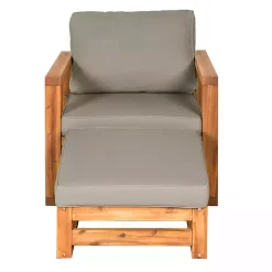 Gray and Wood 2-pc. Outdoor Chair and Ottoman Set