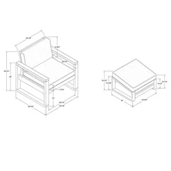 Gray and Wood 2-pc. Outdoor Chair and Ottoman Set