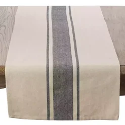 Gray Banded Stripe Table Runner
