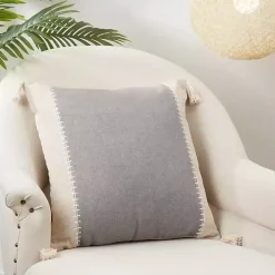 Gray Banded Whipstitch Pillow