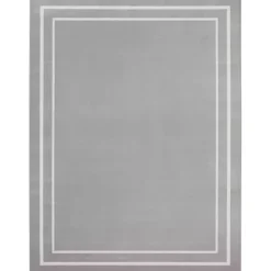 Gray Bordered Indoor/Outdoor Area Rug, 8x10