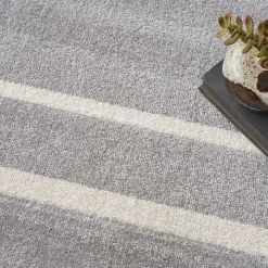 Gray Bordered Indoor/Outdoor Area Rug, 8x10