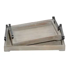 Gray Brushed Distressed 2-pc. Decorative Tray Set