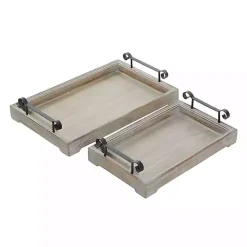 Gray Brushed Distressed 2-pc. Decorative Tray Set