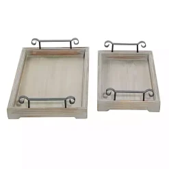 Gray Brushed Distressed 2-pc. Decorative Tray Set