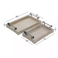 Gray Brushed Distressed 2-pc. Decorative Tray Set