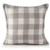 Gray Buffalo Check Stitched Outdoor Throw Pillow