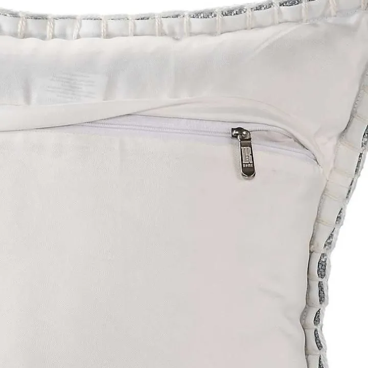 Gray Buffalo Check Stitched Outdoor Throw Pillow