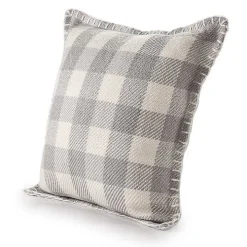 Gray Buffalo Check Stitched Outdoor Throw Pillow