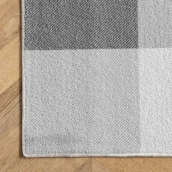 Gray Buffalo Plaid Washable Area Rug, 5x8