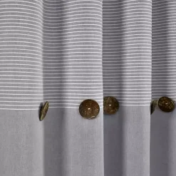 Gray Button and Stripe Curtain Panel Set, 95 in.