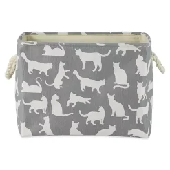 Gray Cats Meow Rectangular Storage Bin, 14 in.