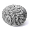 Gray Chain Knitted Round Pouf