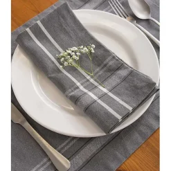 Gray Chambray French Stripe Napkins, Set of 6