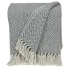 Gray Chevron Cotton Handloomed Tassel Throw