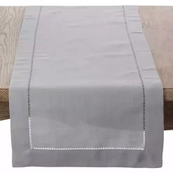 Gray Classic Hemstitch Border Polyester Runner