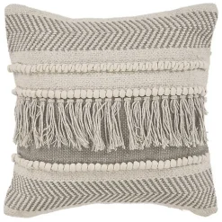 Gray Comfort Fringe Pillow