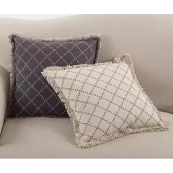 Gray Diamond Fringe Pillow