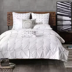 Gray Embroidered Modern Medallion Accent Pillow