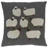Gray Embroidered Sheep Accent Pillow