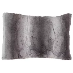 Gray Faux Fur Decorative Lumbar Throw Pillow