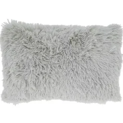 Gray Faux Fur Lumbar Pillow