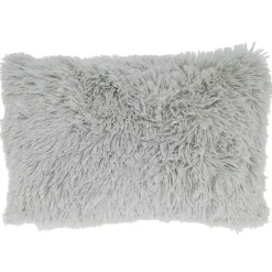 Gray Faux Fur Lumbar Pillow