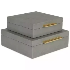 Gray Faux Shagreen 2-pc. Square Decorative Boxes