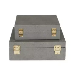 Gray Faux Shagreen 2-pc. Square Decorative Boxes