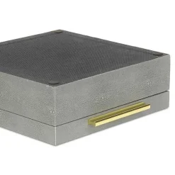 Gray Faux Shagreen 2-pc. Square Decorative Boxes