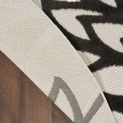 Gray Floral Burst Round Outdoor Area Rug