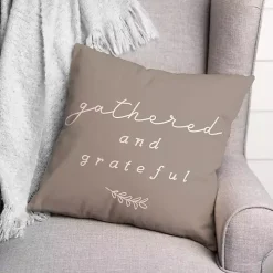 Gray Gathered & Grateful Indoor/Outdoor Pillow