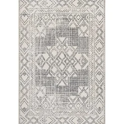 Gray Geometric Medallion Washable Area Rug, 5x8