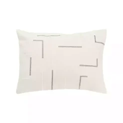 Gray Geometric Woven Lines Throw Pillow