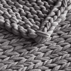 Gray Hand Made Chunky Double Knit Throw Blanket