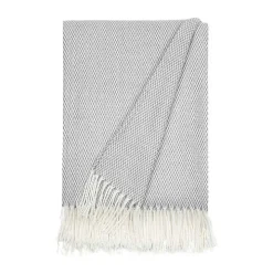 Gray Herringbone Throw with Fringe