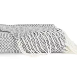 Gray Herringbone Throw with Fringe