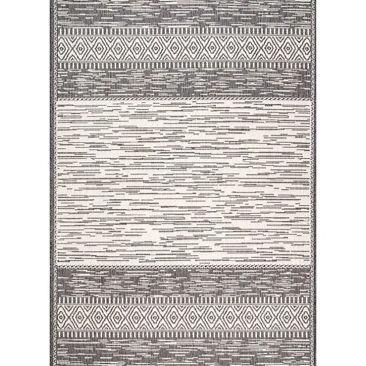 Gray Lana Stripe Outdoor Rug, 7x10