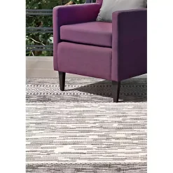 Gray Lana Stripe Outdoor Rug, 7x10