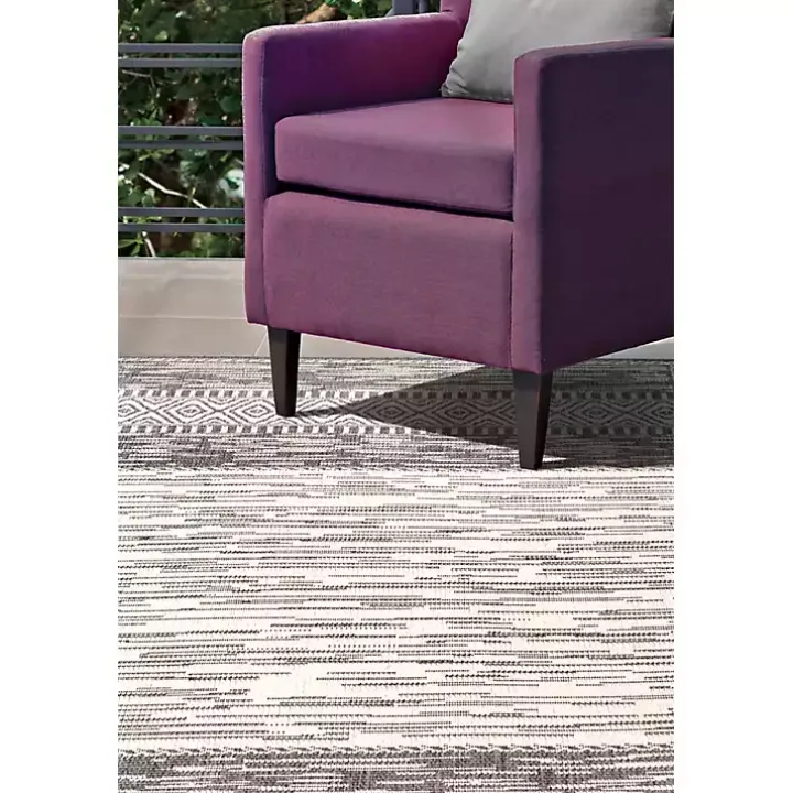 Gray Lana Stripe Outdoor Rug, 7x10