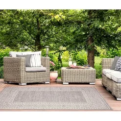 Gray Leopard Border Outdoor Area Rug, 5x7