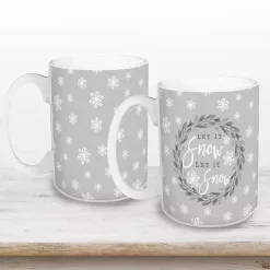 Gray Let it Snow Christmas Mugs, Set of 2