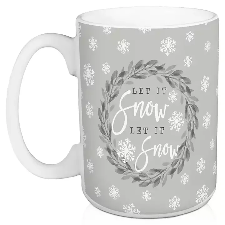 Gray Let it Snow Christmas Mugs, Set of 2