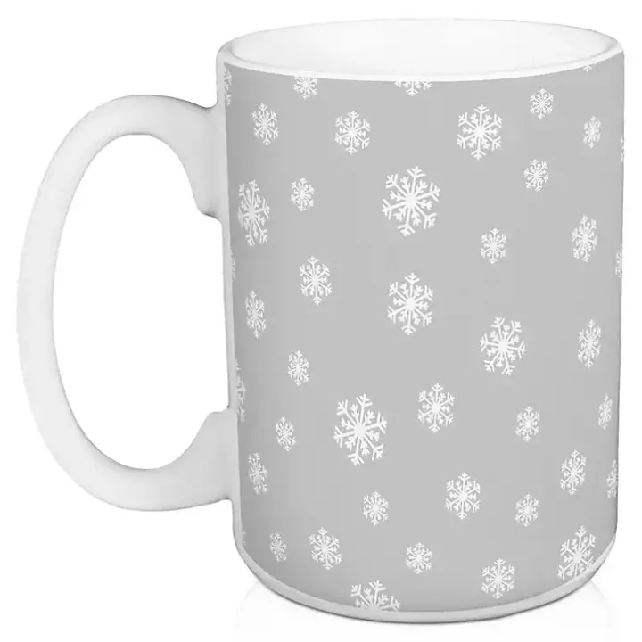 Gray Let it Snow Christmas Mugs, Set of 2