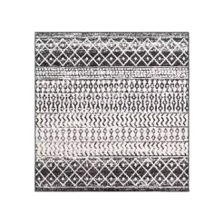 Gray Moroccan Pattern Square Area Rug, 6 ft.
