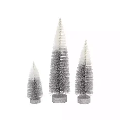 Gray Ombre Bottle Brush Christmas Trees, Set of 3