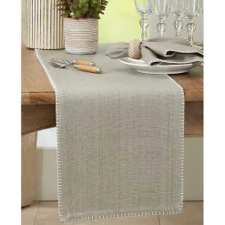 Gray Overcast Stitch Cotton Table Runner