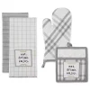 Gray Plaid Eat Drink Enjoy 4-pc. Dish Towel Set