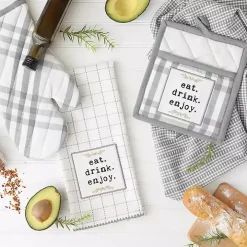 Gray Plaid Eat Drink Enjoy 4-pc. Dish Towel Set