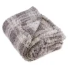 Gray Plaid Plush Throw